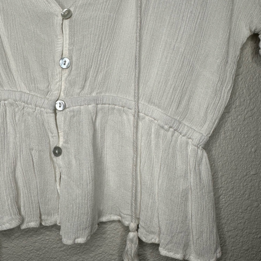 White Ruffle Button Down - Picture 2 of 2